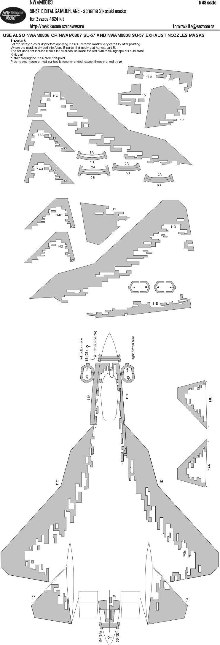 1/48 Mask Su-57 DIG.CAMOUFLAGE scheme 2 (ZVE 4824)