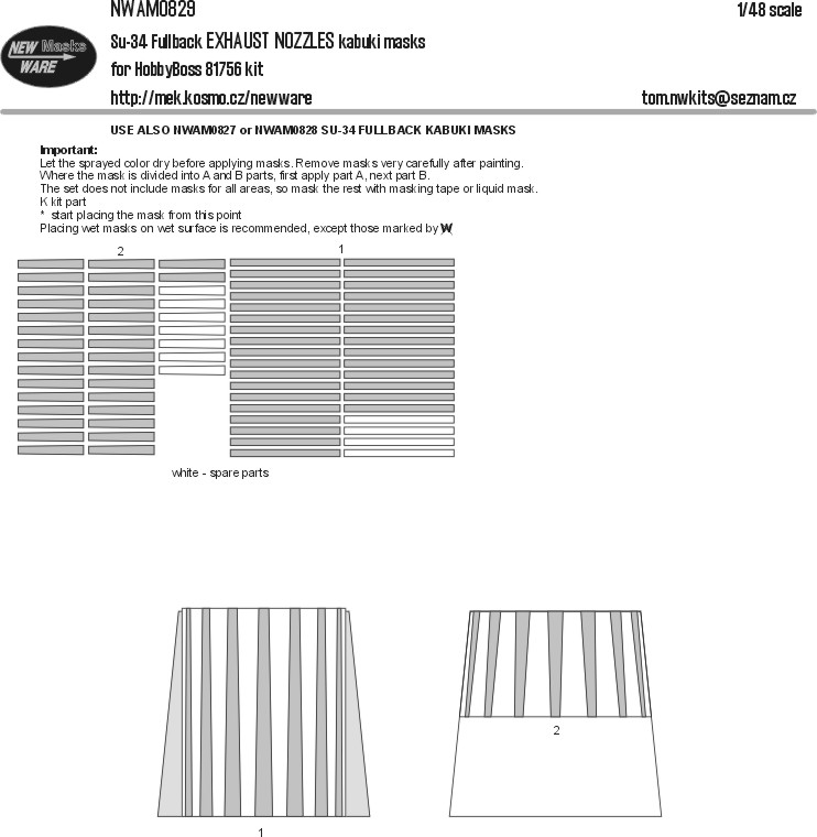 1/48 Mask Su-34 Fullback EXHAUST NOZZLES (HOBBYB)