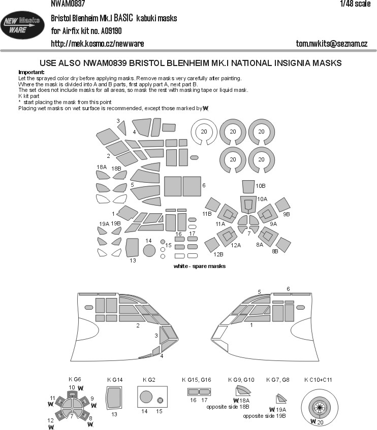 1/48 Mask Bristol Blenheim Mk.I BASIC (AIRFIX)