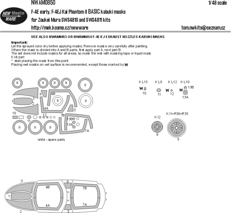 1/48 Mask F-4E early, F-4EJ Kai Phantom II BASIC