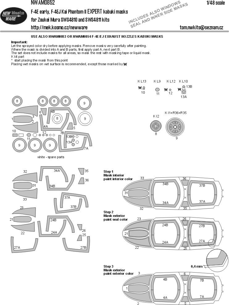 1/48 Mask F-4E early, F-4EJ Kai Phant. II EXPERT