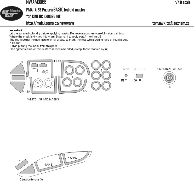 1/48 Mask FMA IA 58 Pucará BASIC (KINETIC K48078)