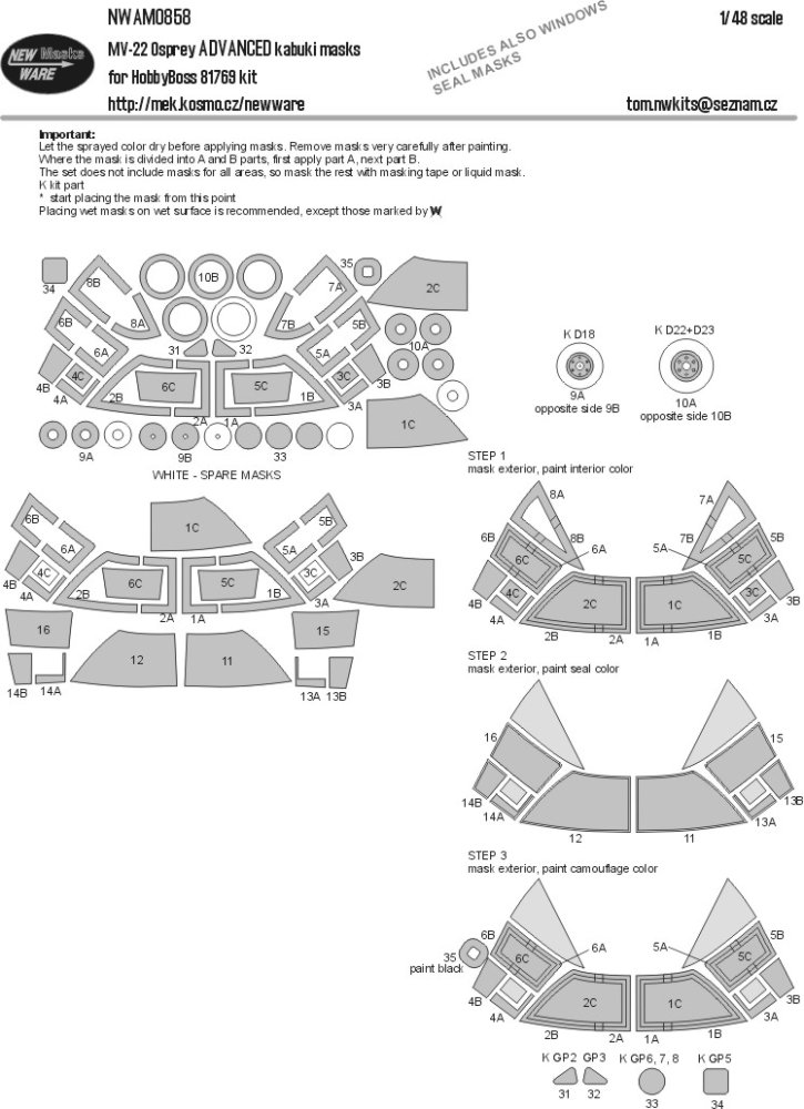 1/48 Mask MV-22 Osprey ADVANCED (HOBBYB 81769)