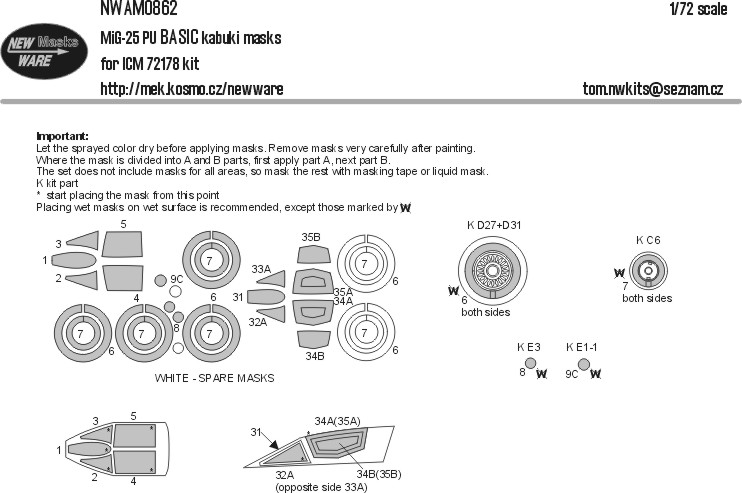 1/72 Mask MiG-25 PU BASIC (ICM 72178)