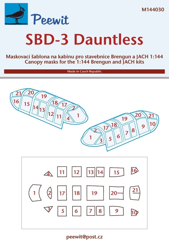 1/144 Canopy mask SBD-3 Dauntless (BRENGUN/JACH)