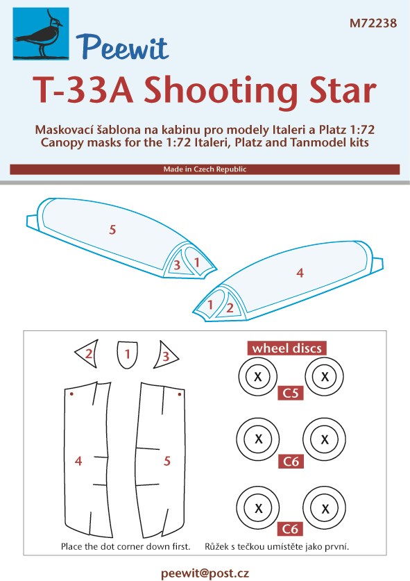 1/72 Canopy mask T-33A Shooting Star (PLATZ/ITAL)