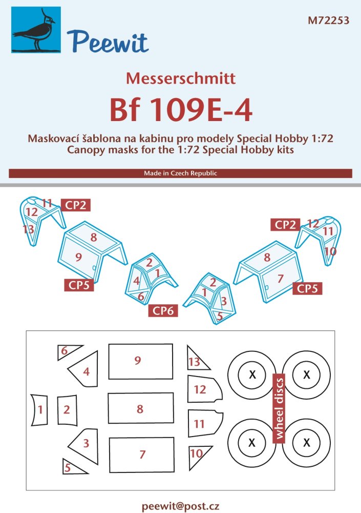 1/72 Canopy mask Messerschmitt Bf 109E-4 (SP.HOB.)