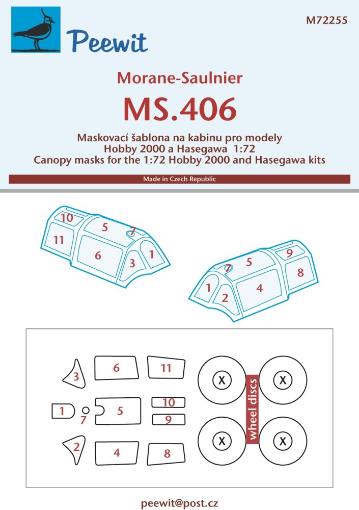 1/72 Canopy mask Morane-Saulnier MS.406 (HAS)