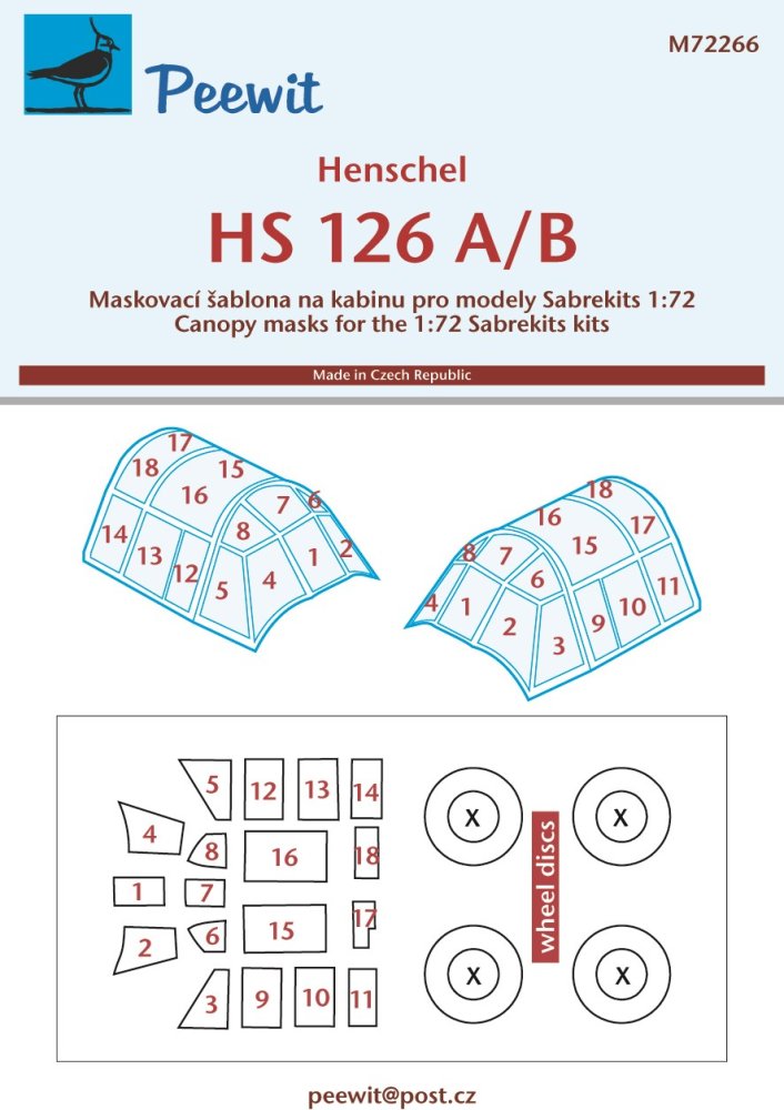 1/72 Canopy mask Hs 126 A/B (SABREKITS)