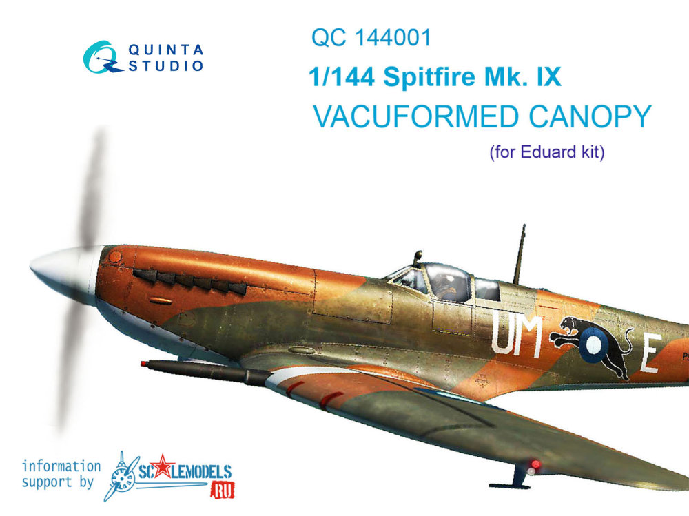 1/144 Vacu canopy for Spitfire Mk.IX, 3 pcs. (EDU)