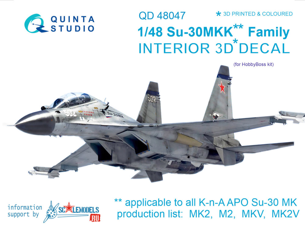 1/48 Su-30MKK 3D-Print&colour Interior (HOBBYB)