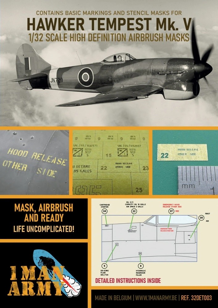 1/32 Hawker Tempest Mk.V RAF Airbrush paint mask 