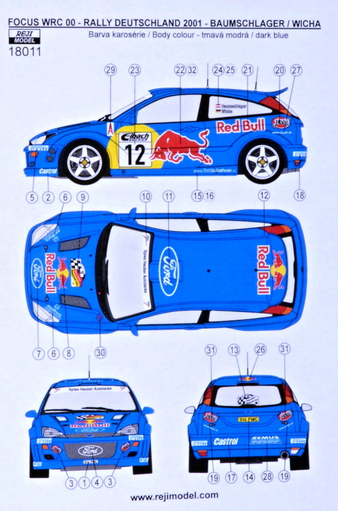 1/18 Decal Ford Focus WRC Rally Deutschland 2001