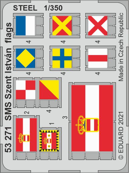 SET 1/350 SMS Szent István flags STEEL (TRUMP)