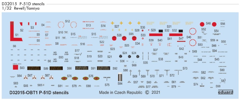 1/32 Decals P-51D stencils (REV/TAM)