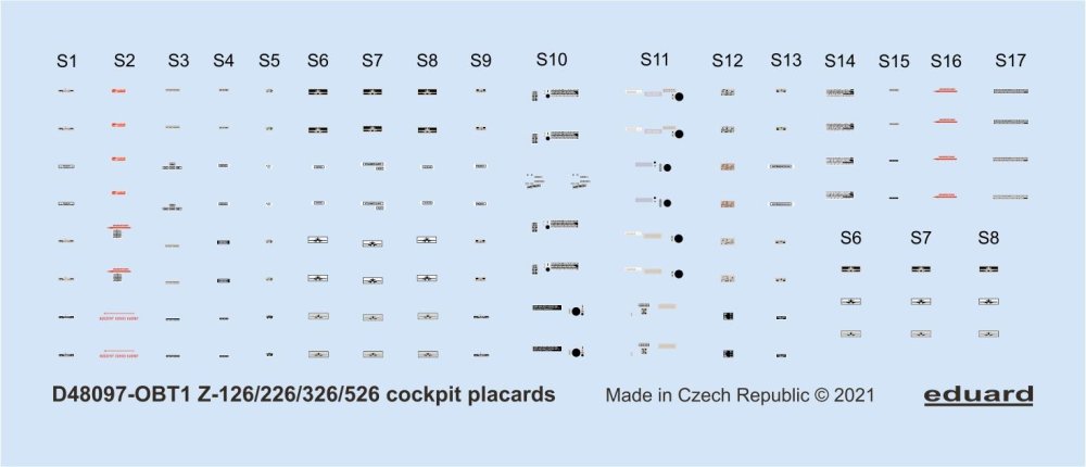 1/48 Decals Z-126/226/326/526 cockpit placards