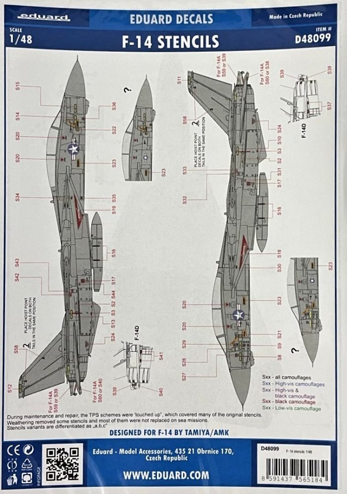 1/48 Decals F-14 stencils (TAM)