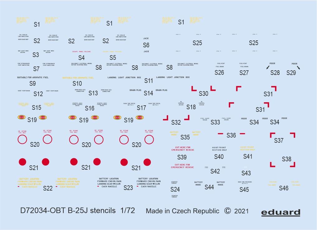 1/72 Decals B-25J stencils (HAS/REV)