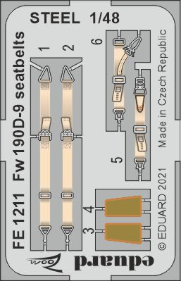 1/48 Fw 190D-9 seatbelts STEEL (EDU)