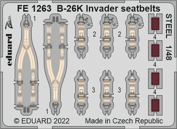 1/48 B-26K Invader seatbelts STEEL (ICM)