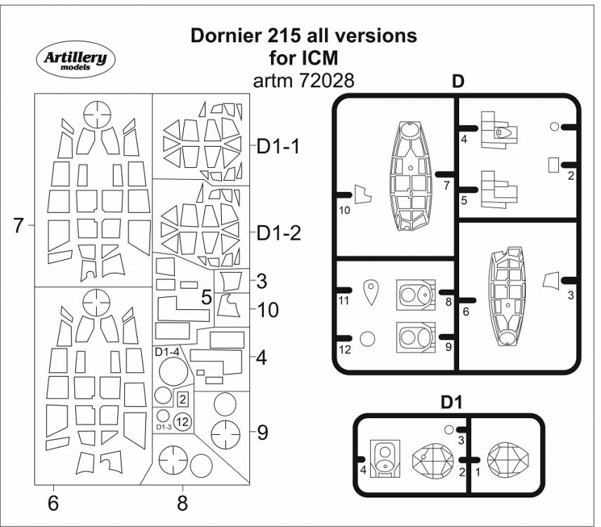 1/72 Masks for Dornier 215 all versions (ICM)