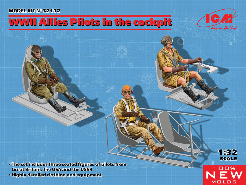1/32 Allies Pliots WWII in the cockpit (3 fig.)