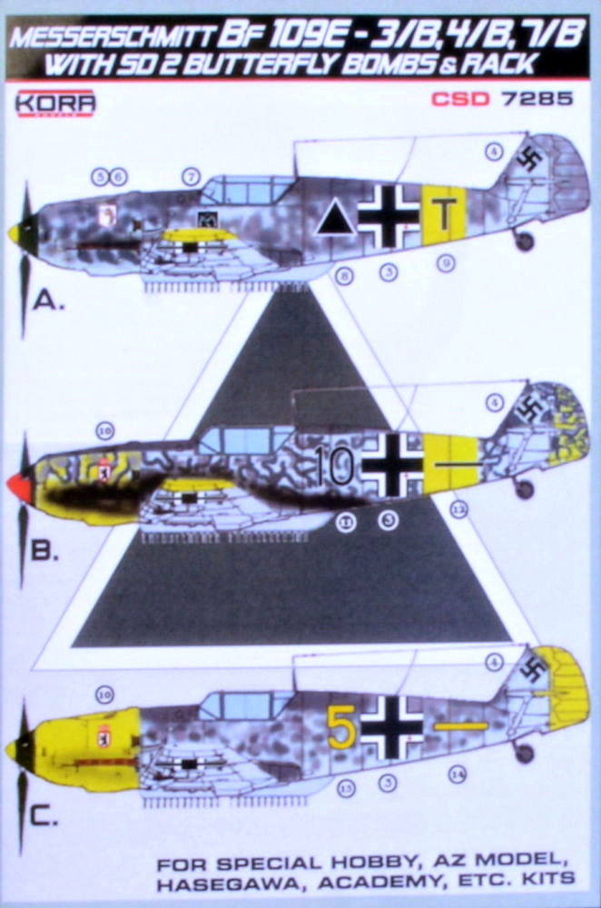 1/72 Bf 109E-3/B,4/B,7/B w/ SD 2 Butter.bombs&rack