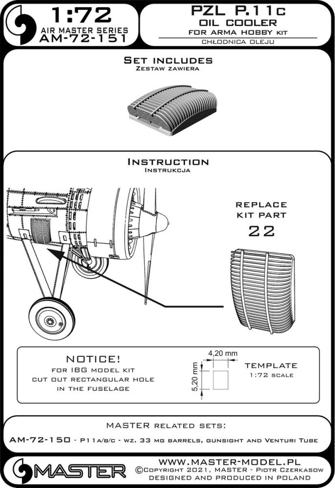 1/72 PZL P.11C Oil cooler (ARMA H.)