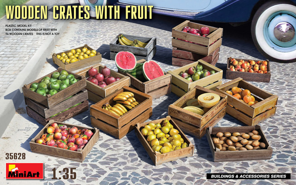 1/35 Wooden Crates with Fruit