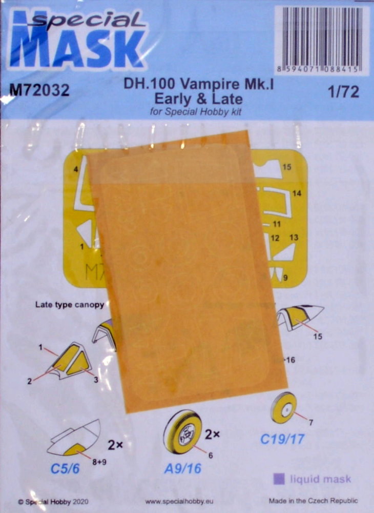 1/72 Mask for DH.100 Vampire Mk.I early/late (SH)