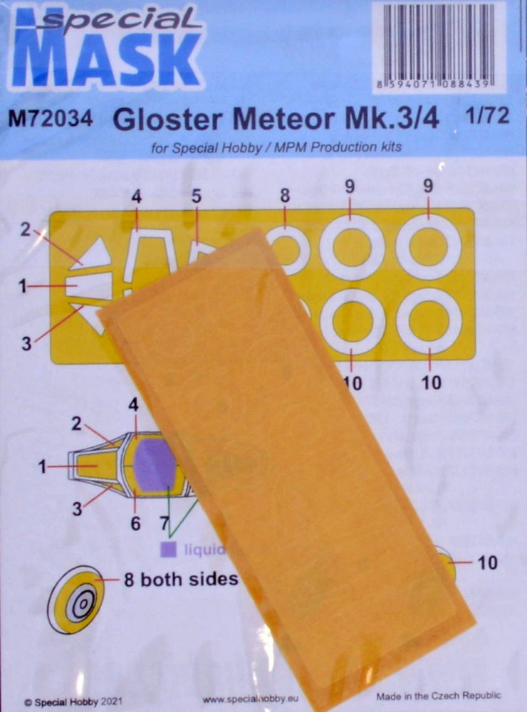 1/72 Mask for Gloster Meteor Mk.3/4 (SP.HOBBY/MPM)