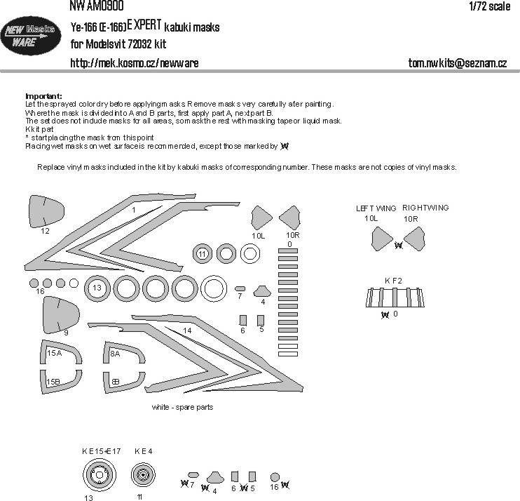 1/72 Mask Ye-166 (E-166) EXPERT (MSVIT 72032)