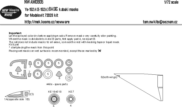 1/72 Mask Ye-152A (E-152A) BASIC (MSVIT 72028)
