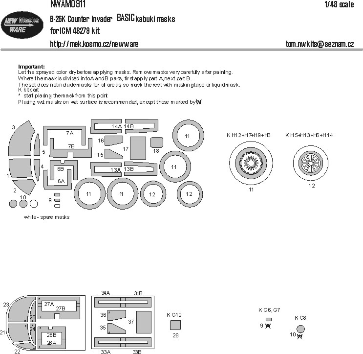 1/48 Mask B-26K Counter Invader BASIC (ICM)