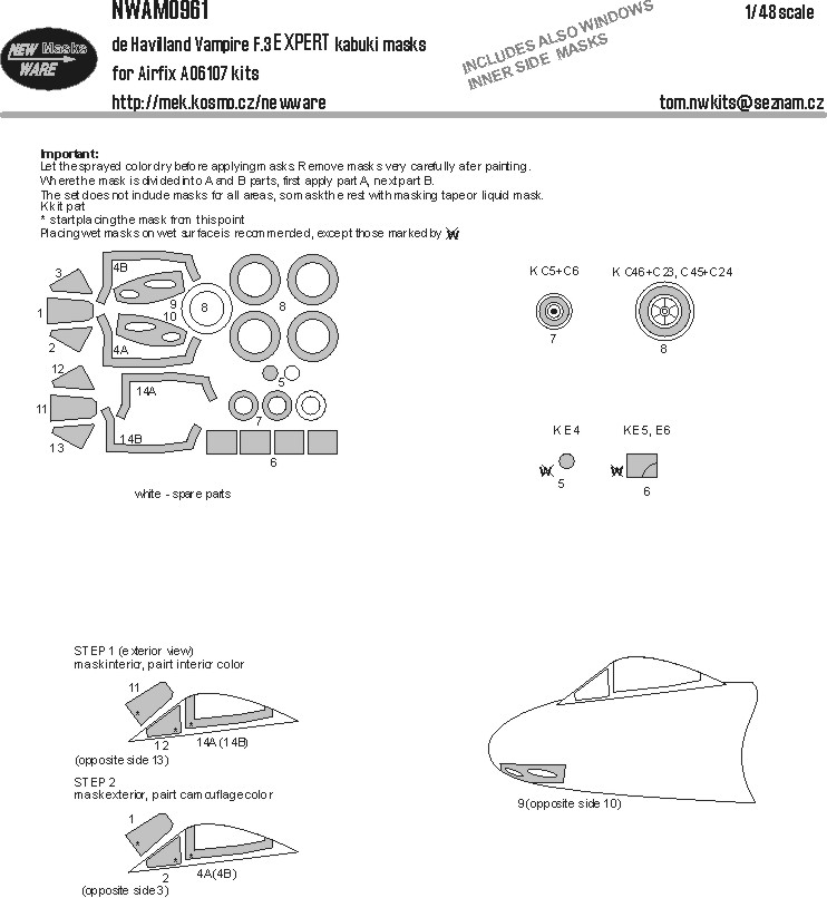 1/48 Mask de Havilland Vampire F.3 EXPERT (AIRFIX)