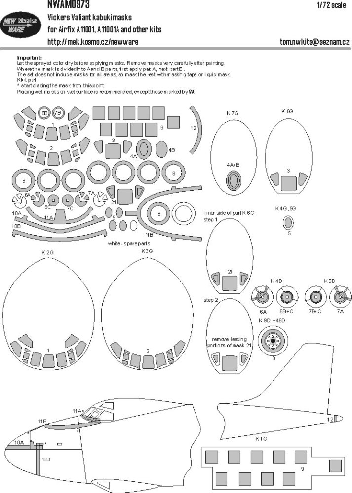 1/72 Mask Vickers Valiant (AIRFIX A11001, A11001A)