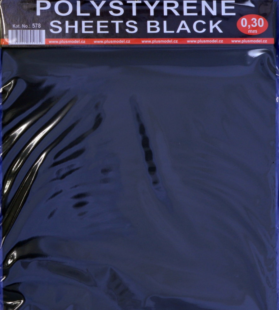 Polystyrene Sheets Black 0,30 mm (220x190 mm, 2x)