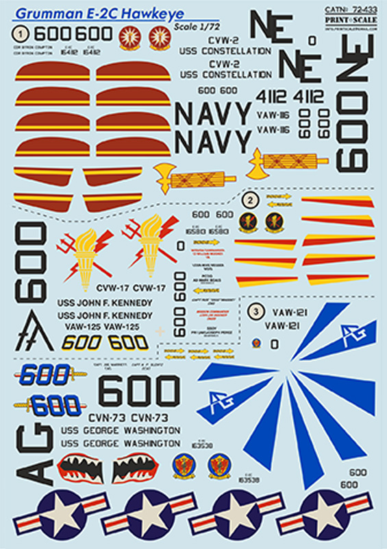 1/72 Grumman E-2C Hawkeye w/ stencils (wet decals)
