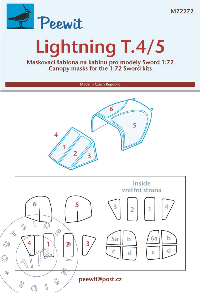 1/72 Canopy mask Lightning T.4/5 (SWORD)