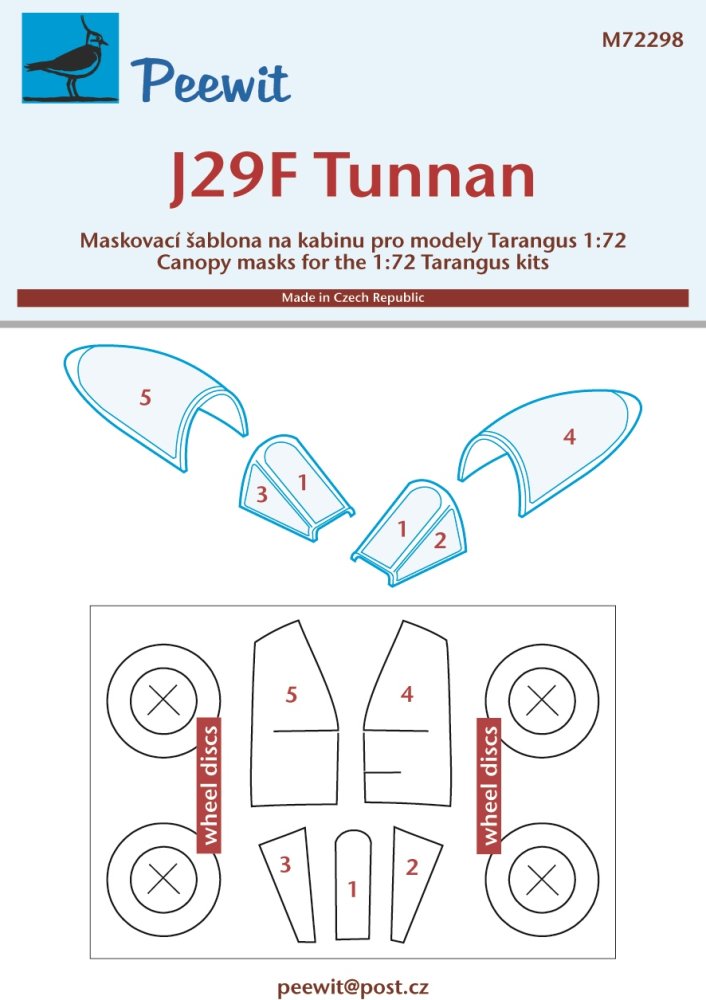 1/72 Canopy mask J29F Tunnan (TARANGUS)