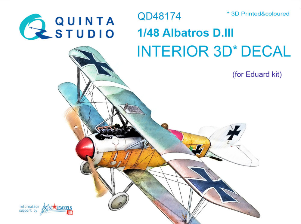 1/48 Albatros D.III 3D-Printed&col.Interior (EDU)