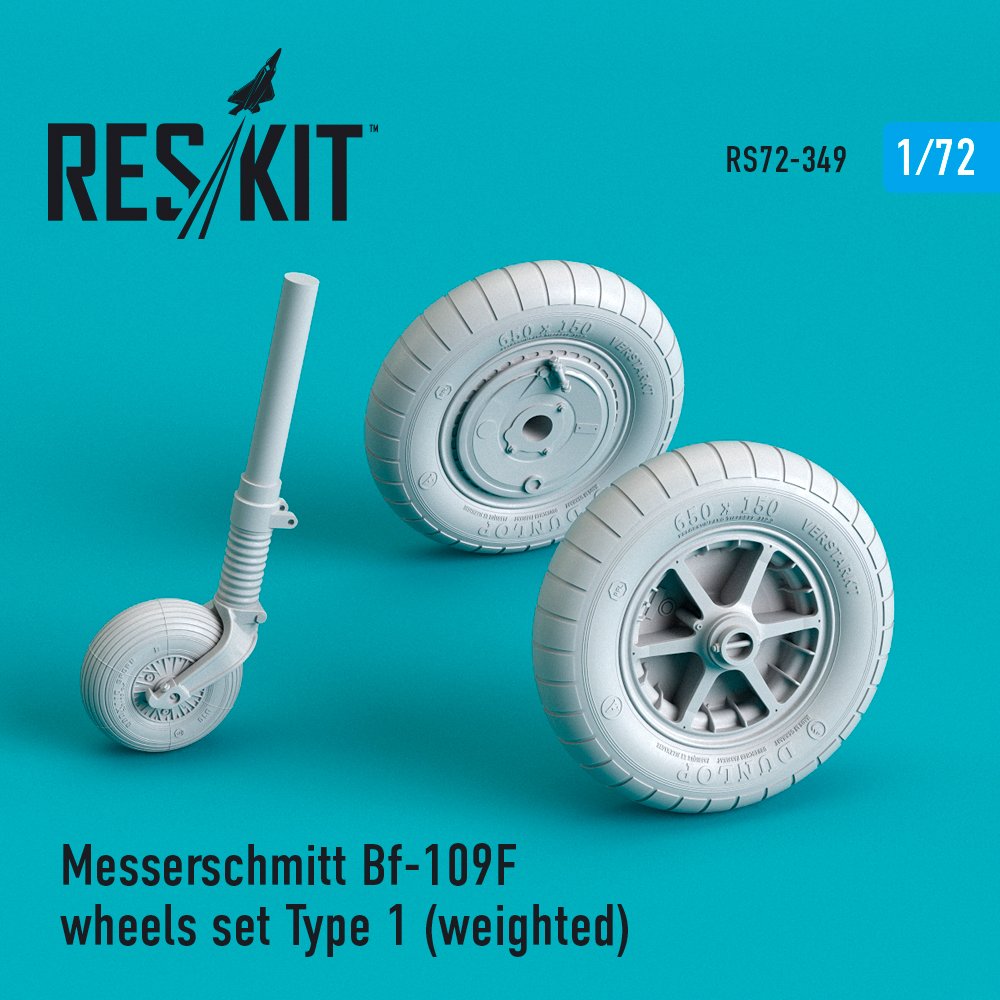 1/72 Bf-109F (G Early) wheels Type 1 (weighted)