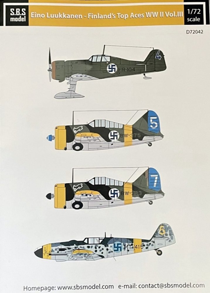 1/72 Decal Finland's Top Aces WWII E. Luukkanen 