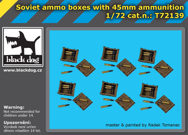 1/72 Soviet ammo boxes with 45 mm ammunition