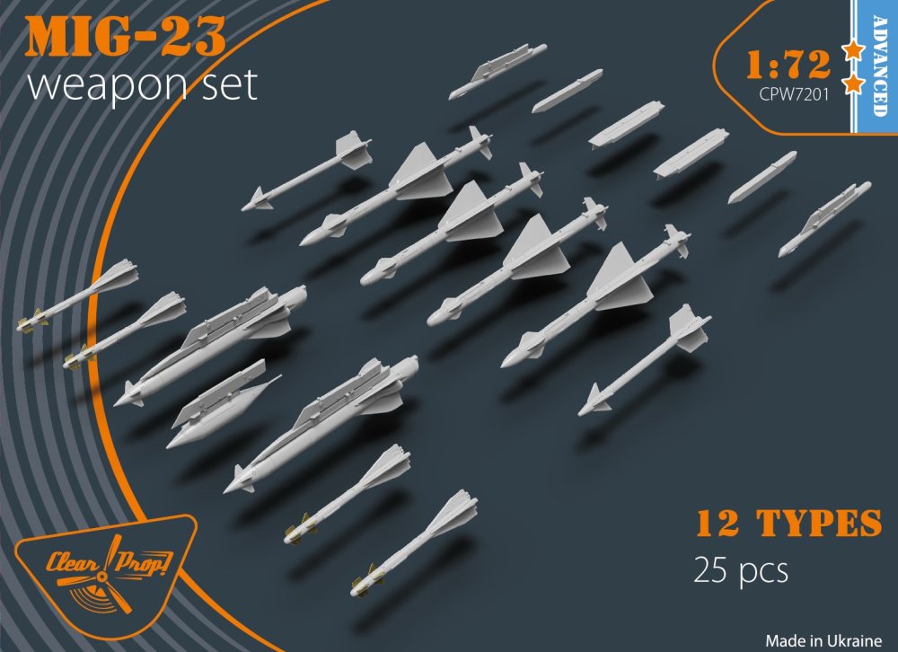 1/72 MiG-23 Weapon Set (12 types, 25 pcs.)