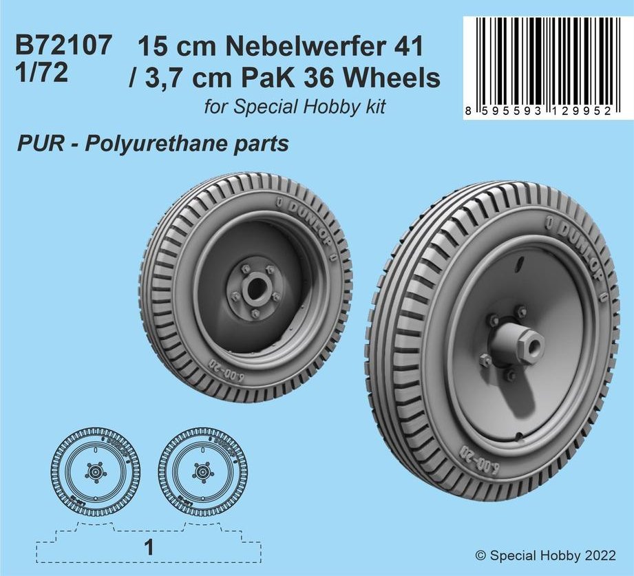 1/72 15cm Nebelwerfer 41 / 3,7cm PaK 36 wheels