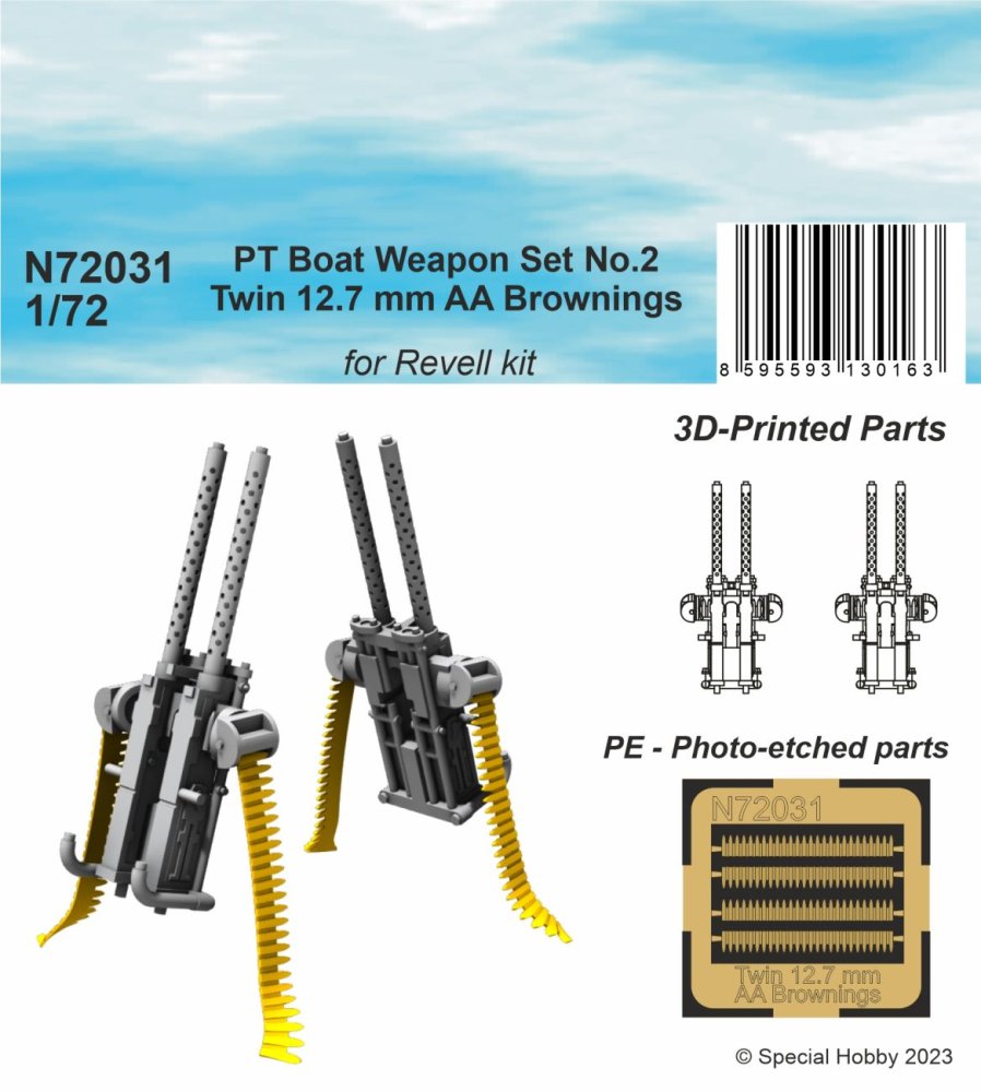 1/72 PT Boat Weapon Set Twin 12.7mm AA Brownings