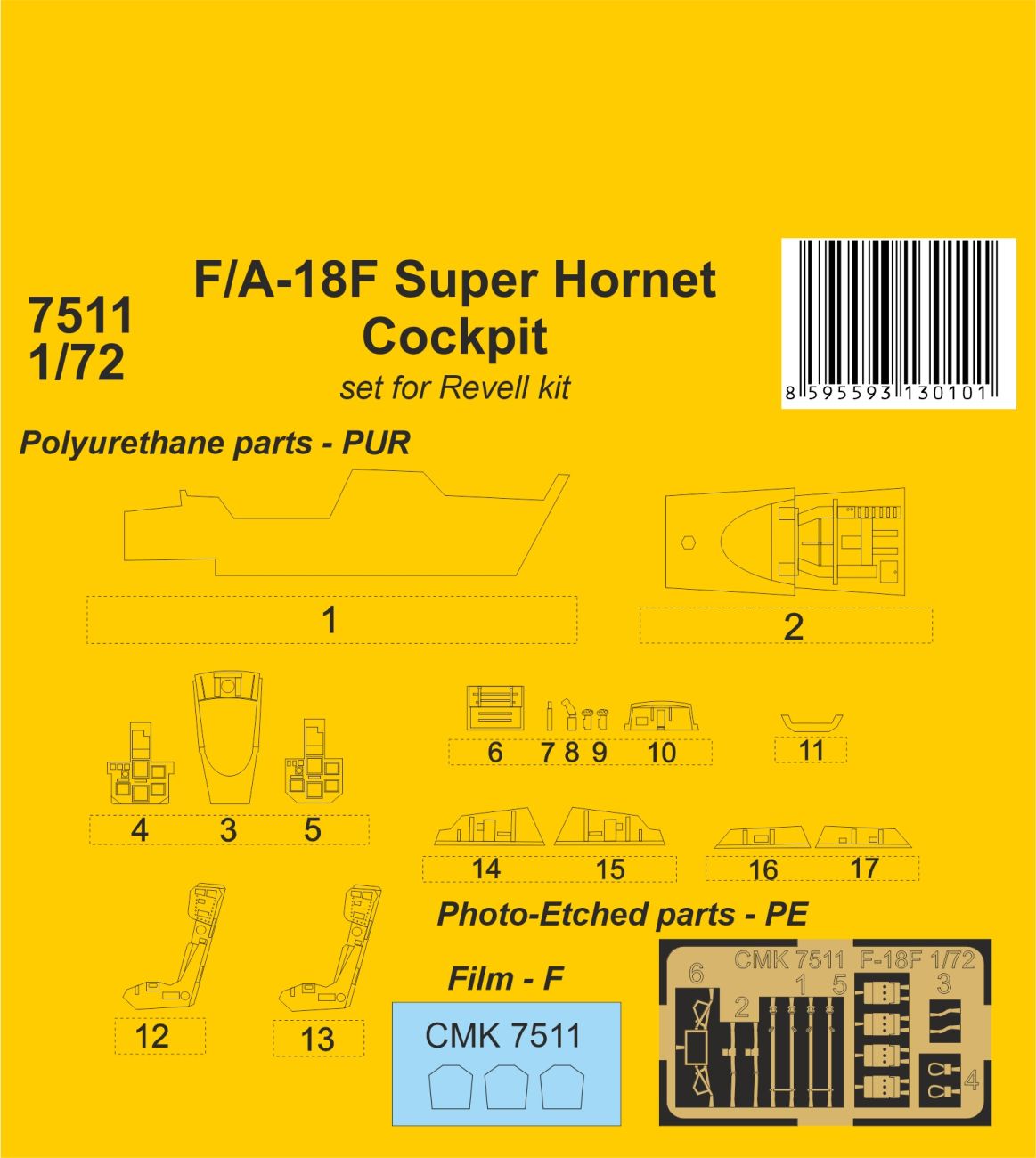 1/72 F/A-18F Super Hornet - Cockpit set (REV)