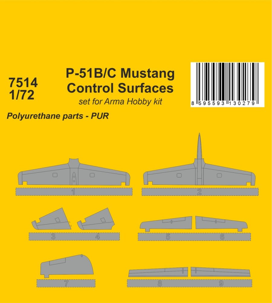 1/72 P-51B/C Mustang Control Surfaces (ARMA H.)