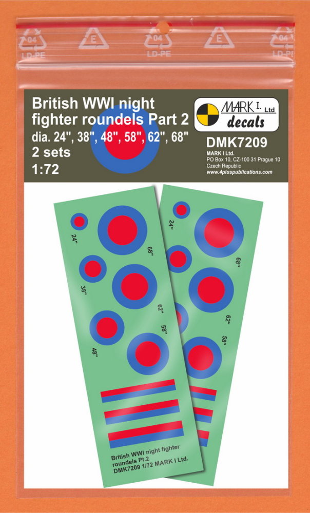 1/72 Decal British WWI Night Fighter roundels Pt.2